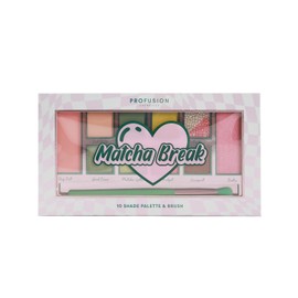 Profusion Cosmetics Matcha Break 10 Shade Eye and Face Palette with Brush, Multi Finish Palette to Achieve Eye Catching Bold Looks