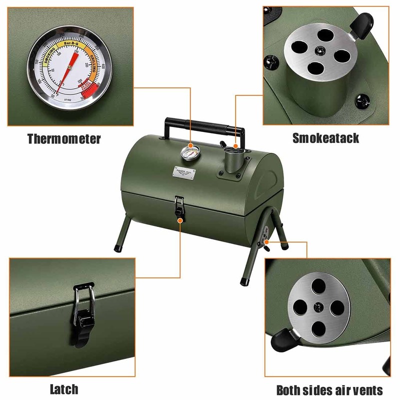 MAISON HUIS Adjustable Portable Charcoal Grill Multi-functional Metal Small BBQ
