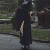Insgoth Gothic Victorian Maxi Dresses Long Bell Sleeve Slit Goth