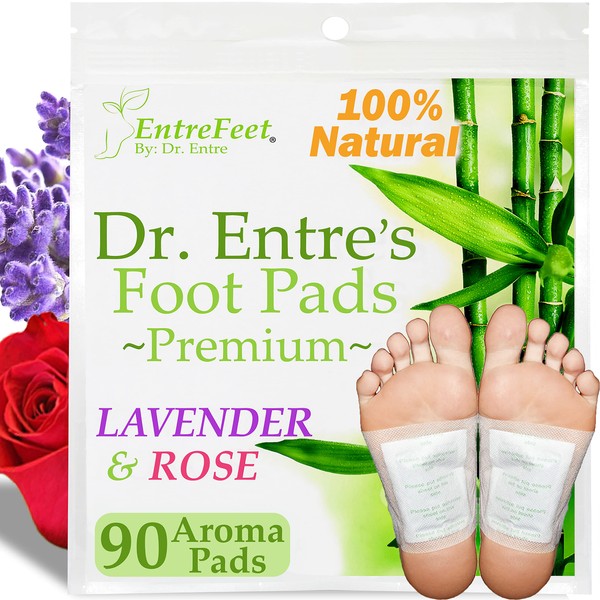 Dr. Entre's Foot Pads: Deep Cleansing Foot Pads to Remove Toxicants, Sleep Better & Relieve Stress | Effective Organic Lavender & Rose Foot Patches | 90 Pack