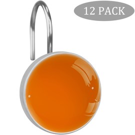 C.IOPMNU 12pcs Orange Shower Curtain Hooks,Decoration Shower Curtain Rings Roller, Stainless Steel Round Shower Rings Hangers for Bathroom Curtains Rods