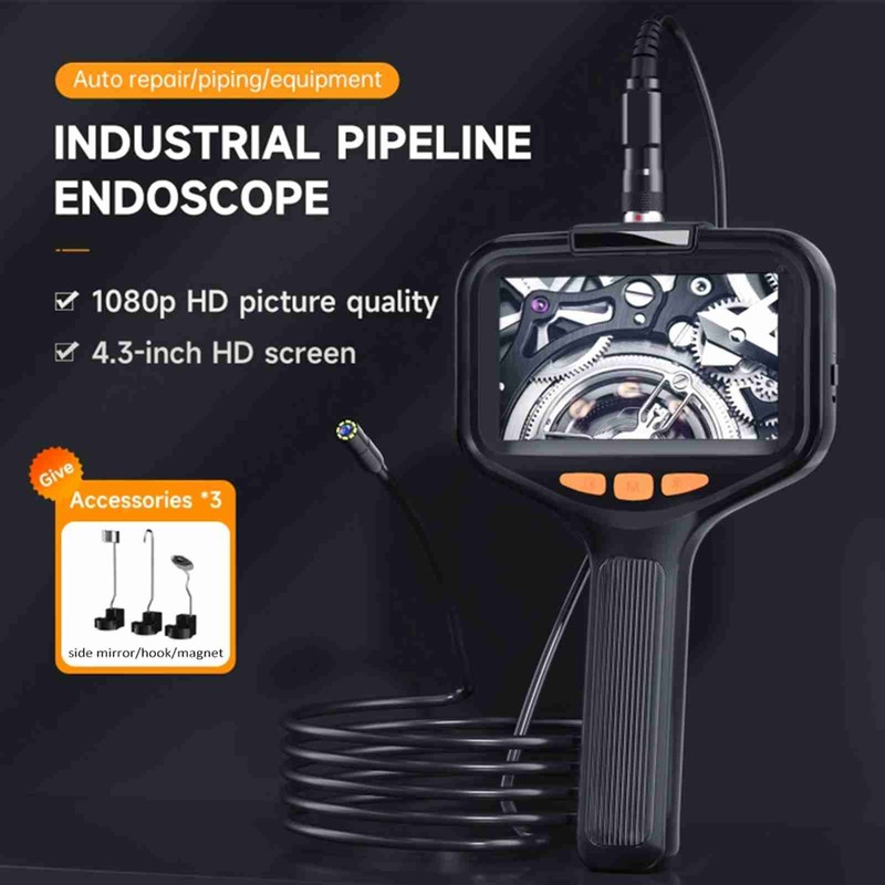 Endoscope Camera with Light, HD 1080P Borescope with 4.3'' Screen