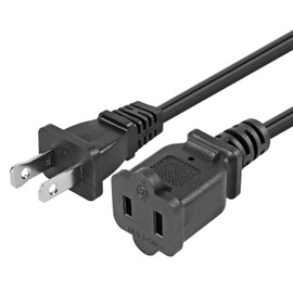 VSEER 2 Prong Extension Cord US AC 2-Prong Male and Female Power Cable SPT2 16AWG 13A/125V, USA Outlet Saver Power Extension Cord Cable for NEMA 1-15P to NEMA 1-15R (10FT, Black)