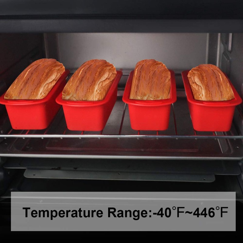 SILIVO 4 Pack Mini Loaf Pans - Nonstick Silicone Bread