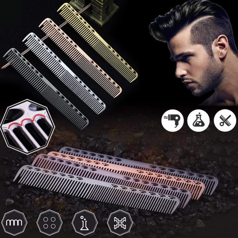 Professional Hair Combs Aviation Aluminum Metal Cutting Comb Hairdressing Comb