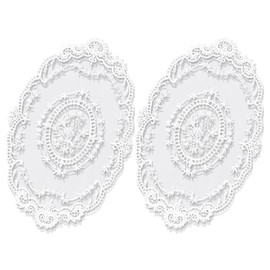 AOZUO 2 Pack Retro Lace Placemats, French Crochet Doilies Handmade White Embroidered Table Mats Farmhouse Placemats Cup Mat Vase Mat 17.5x11inch