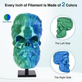 Amoybaby Silk PLA 3D Printer Filament, Silk Dual Color Blue Green PLA Filament 1.75+/-0.03mm, Shiny Coextrusion PLA Filament, Color Change 3D Printing Filament 1KG/2.2lb