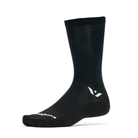 Swiftwick- ASPIRE SEVEN Cycling Socks for Men & Women | Firm Compression Fit, Lightweight, Tall Crew | Black, Small