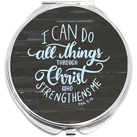NewCharms Can Do All Things Through Christ Compact with Mirrors - Perfect Pocket and Purse Size Folding Mirror for Applying Make Up Anywhere