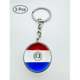 LLBFHH 3 Pcs Paraguay Flag Key Chain,Cool Keychain for Car Keys, Stainless Steel Keyrings & Keychains,Used for Home Decoration, Jewelry Hanging Decorations.