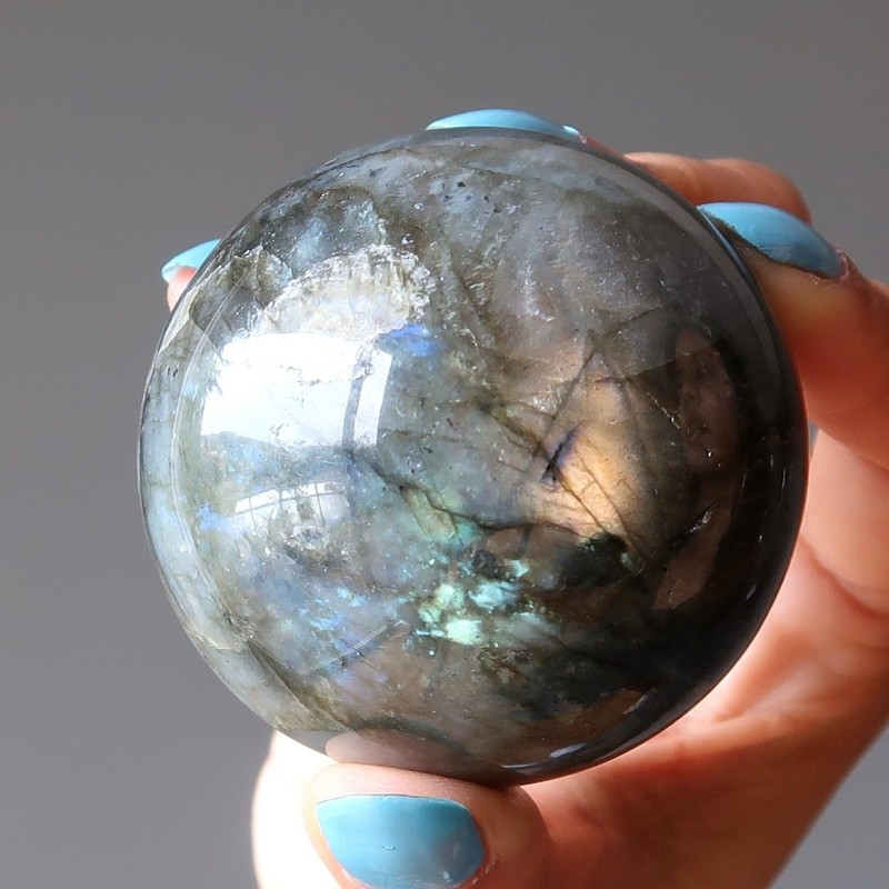 Labradorite Sphere Rainbow Lightning Zeus Crystal Ball 2.75-3.0 inch