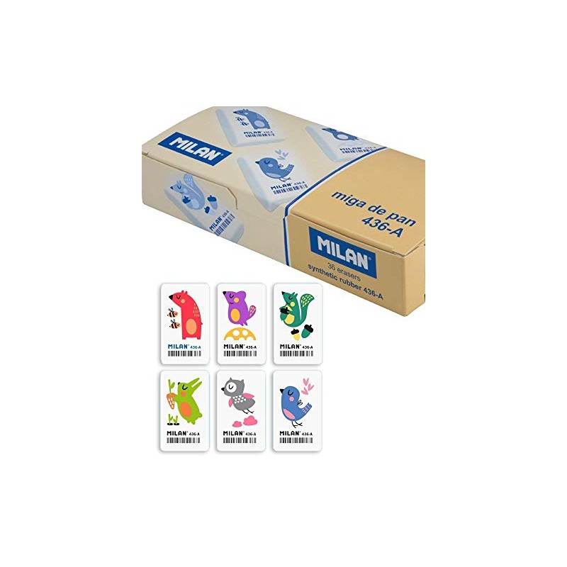 Milan Printed Rectangular Rubber Erasers