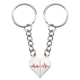 YangQian Couple Gifts for Him Her Heart Keychain for Couples Gifts for Husband Wife Anniversary Birthday Gifts for Boyfriend Girlfriend Matching Keychains for Couple Electrocardiogram Keychain Gift