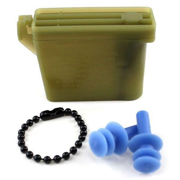 VANGUARD Military Ear Plugs with Chain and Case (Blue, Large)