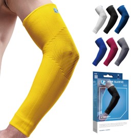 LP SUPPORT 668 Compression Elbow Sleeve - Arm Sleeve for Workouts, Sports & Weightlifting - for Golf and Tennis Elbow Brace for Men & Women (Yellow, L, 1pcs)