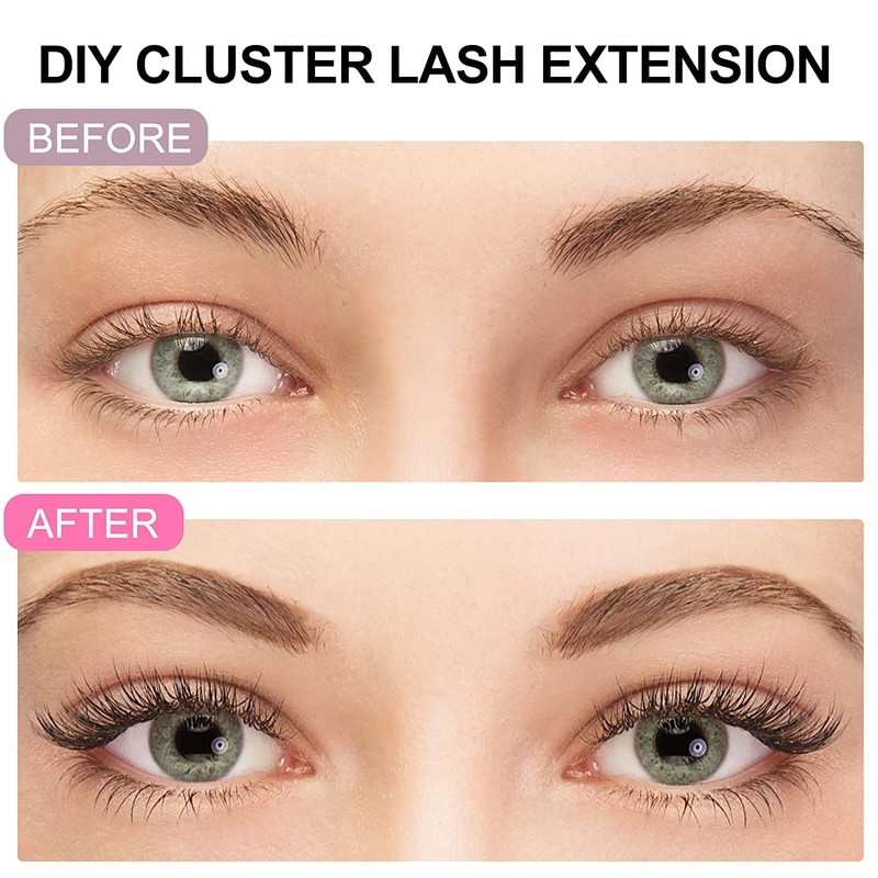 Cluster Lashes Extensions, 144Pcs Individual Cluster Lashes D Curl 15mm,