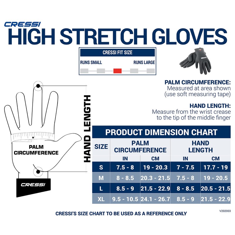 Cressi High Stretch Gloves -Unisex 5-Finger Diving Gloves made of
