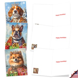 The Best Card Company 20 Assorted Christmas Notecards Box Set 4 x 5.12 Inch with Envelopes (10 Designs, 2 Each) Royal Holiday Dogs AM8596XSG-B2x10