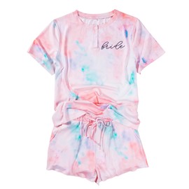 LOTUCY Bride Pajama Set Bachelorette Pjs Women Casual Tie Dye Pajama Bridal Party Pajamas Set Short Sleeve Sleepwear Pink