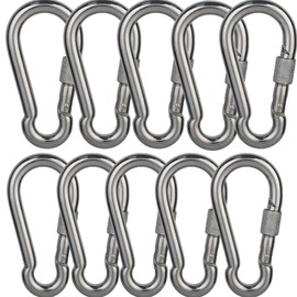 Phego Carabiner Hooks Pack of 10 Carabiner Hooks with Screw Cap for Camping, Fishing, Hiking