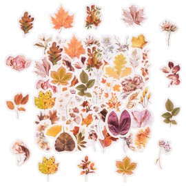 50PCS Autumn Fallen Leaves Mini Boxes Stickers,Fallen Leaves Theme Stickers for Scrapbooking, DIY Crafts, Laptops,Journal,Gifts for Kids Teens Girls Adults