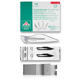 May Scalpel Blades Figure 10A for Scalpel Holder No. 3 Individually Sterile Packed Including Blade Puller Pack of 100