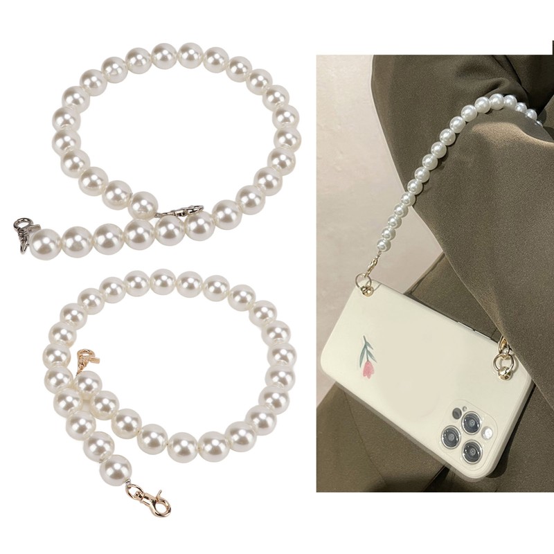 2Pcs Pearl Bead Bag Chain 60cm Workmanship Easily Install Detachable