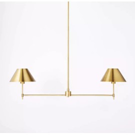Threshold Studio McGee - Metal Two Arm Shaded Chandelier Ceiling Light Brass