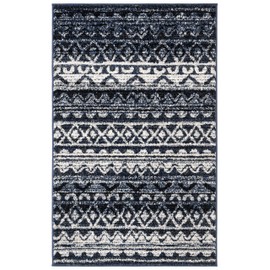 SAFAVIEH Adirondack Collection Accent Rug - 2'6" x 4', Ivory & Navy, Moroccan Boho Distressed Design, Non-Shedding & Easy Care, Ideal for High Traffic Areas in Entryway, Living Room, Bedroom (ADR119M)