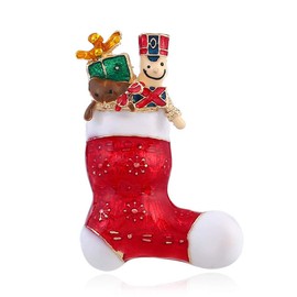 IMINI Red Christmas Stocking for Women Girls Men Fashion Unique Alloy Enamel Cute Red Shocking Brooch Pins Dress Suit Accessories Wedding Party Jewellery Delicate Unique Unisex, Metal