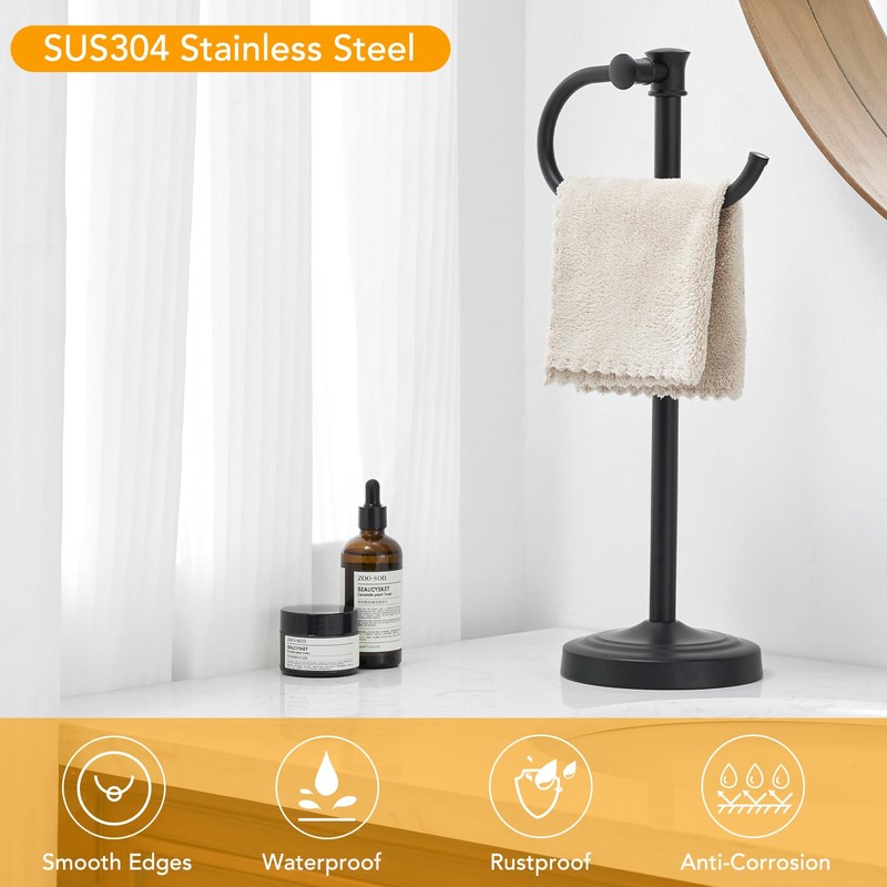 BESy 17 Inch Matte Black Stand Towel Bar Hanger Hand