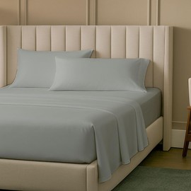 RV King 72" x 75" Sheets for RV - RV King 72" x 75" Sheet Set for RV Camper - RV Sheets - 4 Piece Bed Set for Campers 8-12 Deep Pocket Fitted Sheet Luxury Soft (Silver - RV Short King - 72? X 75?)