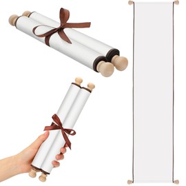 Epakh 1 Pack Blank Paper Scrolls Wrapped on Wood Rod for Writing, Drawing, Calligraphy, Wedding Vows, Cosplay Prop, Renaissance Festivals, Tabletop Role Playing