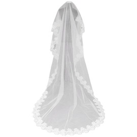 LEEQ Wedding Veil Long 3 m Cathedral Chapel Bridal Veil White Bridal Veil Long Simple Elegant Wedding Accessories for Women