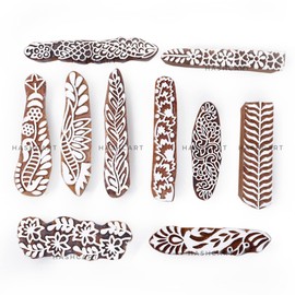 Finger Design Printing Blocks for Henna Mehndi - Wood Block Printing Stamps for Scrapbooking | Fabric Textile | Project Making (Set of 10) Hashcart®