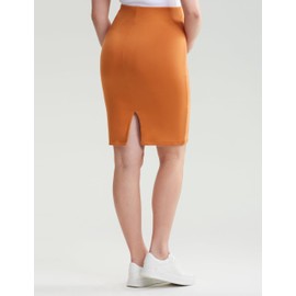 POSHDIVAH Women's Maternity Skirt Over The Belly Midi High Waisted Solid Stretchy Pregnancy Pencil Skirt, Short - Camel, Small