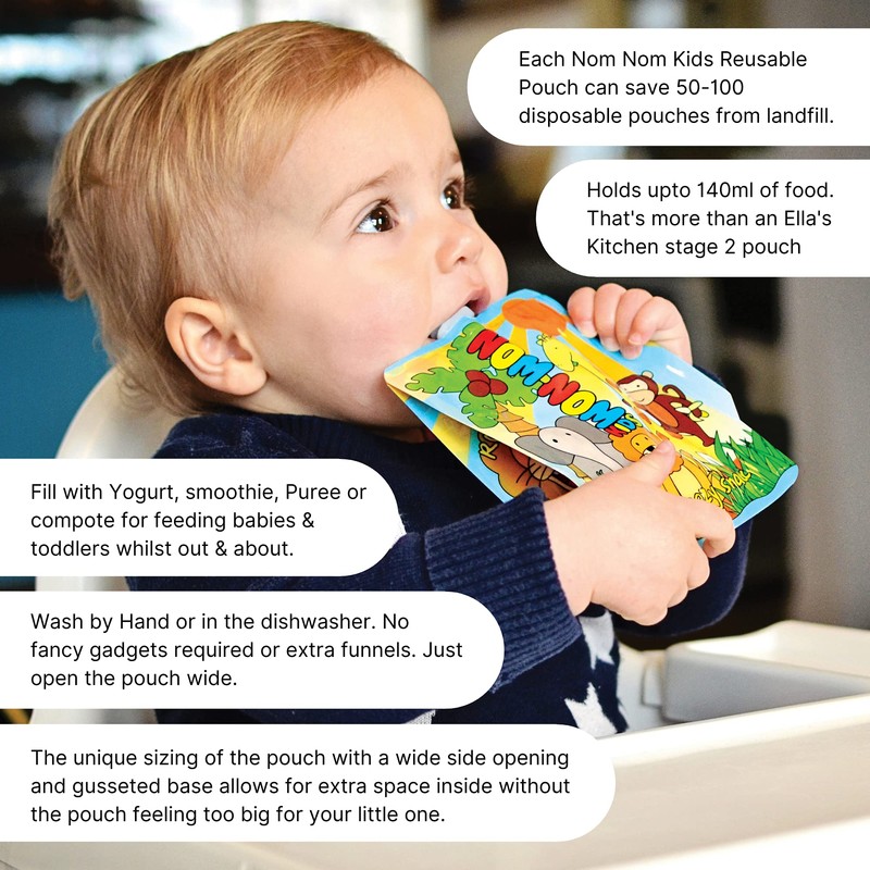 Nom Nom Kids – 10 x 140ml Animal Design side