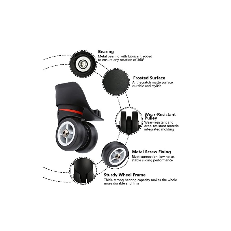 Dilwe Suitcase Wheel, Plastic Luggage Wheel PVC Luggage Replacement Uprade