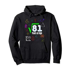 Square Root of 81 Kids Vintage 9th Birthday for 9 Year Old Pullover Hoodie