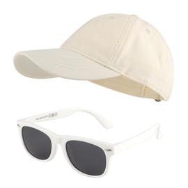 MK MATT KEELY Baseball Cap Sunglasses Set for Boys Girls 3-10 Years Shades Unisex Kids Adjustable Sports Sun Hat Summer Outdoor Accessories,White