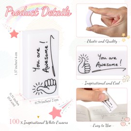 Fuutreo Pencil Erasers White Erasers You are Awesome Small Eraser Inspirational Bulk Erasers Cool Student Eraser for Kids Students Drawing Office Writing Supplies Classroom School Prizes(100 Pcs)