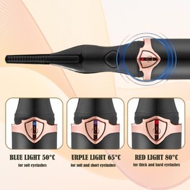 Heated Eyelash Curlers, Rechargeable Electric Heated Eyelash Curler, Rapid Temperature Control for Quick Natural Long, Portable Curling Wand for Travel (Black)