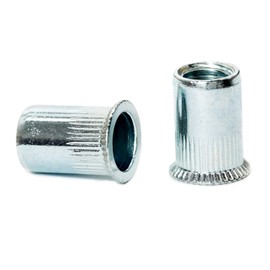 M10 x 20mm Countersunk Head Open End Blind Rivet Nuts Cylindrical Grooved Shank Metric AN318 Zinc Plated Steel Threaded Insert Nutsert Rivnuts (Pack of 20)
