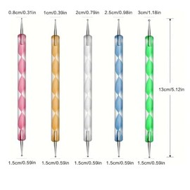 5 Piezas Juego de Herramientas de Punteado, Bolígrafo para Decoración de Uñas, Pintura DIY Design Nail Art 2 Way Dotting Pen Tool Nail Art Tip Dot Pai