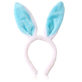 HIFANMM Bunny Headband Easter Hair Bands for Women Girls Kids, Blue Cute Plush Rabbit Ears Hair Accessories Non Slip Headbands Easter Day Party Decoration Supplies