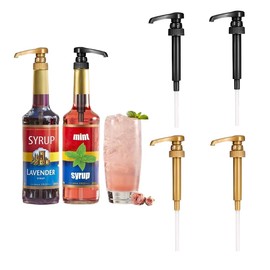 FENQURO Pack of 4 Syrup Dispensers, Syrup Pump, Syrup Dispenser, Dispenser, Reusable Dosing Pump, Coffee Syrup Pump, Syrup Pump for Homes, Kitchens, Cafés, Bars, Shopping Malls