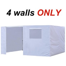 Eurmax USA Full Zippered Walls for 10 x 15 Easy Pop Up Canopy Tent,Enclosure Sidewall Kit with Roller Up Mesh Window and Door 4 Walls ONLY,NOT Including Frame and Top（White）
