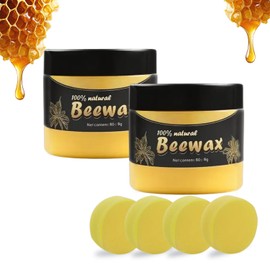 Möbelpflege Bienenwachs, Natürliche Holzpflege Bienenwachs Wasserdicht Abriebfest zur Möbelpflege & Holzschutz von Holzmöbeln, Poliermittel für Holz und Möbel 2pcs mit 4 Schwamm