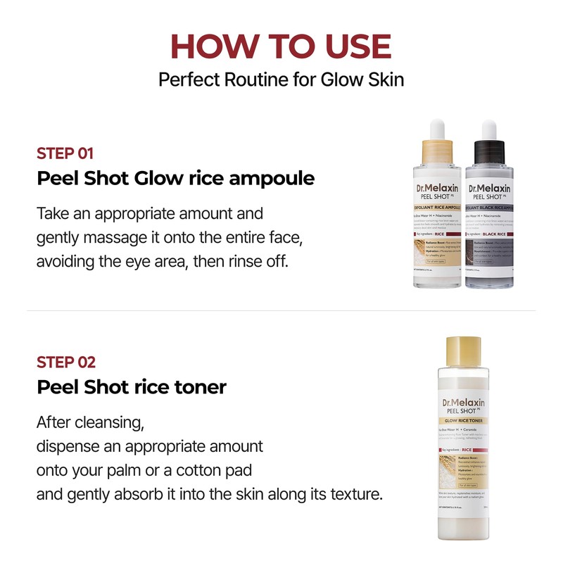 Dr.Melaxin Peel Shot Glow Rice Toner 200ml hydrated Skin Cleansing