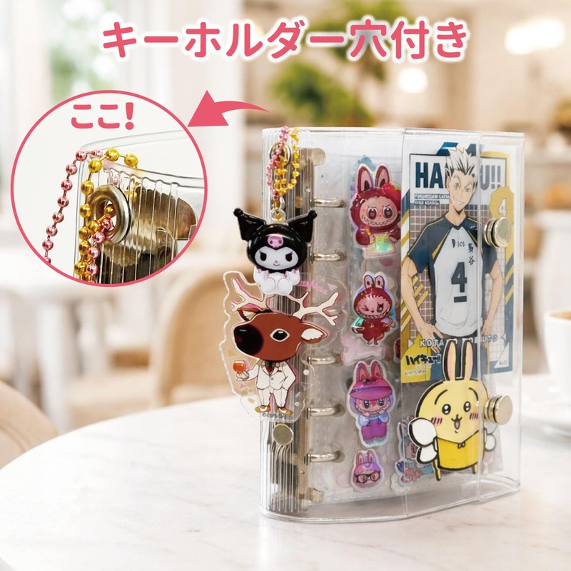 シール帳 透明 A7 リフィル×20枚【1ポケット×10枚、4ポケット×10枚】/ 本体：146×112×30mm リフィル：縦130mm×横87mm / クリア プロフィール帳 シールバインダー